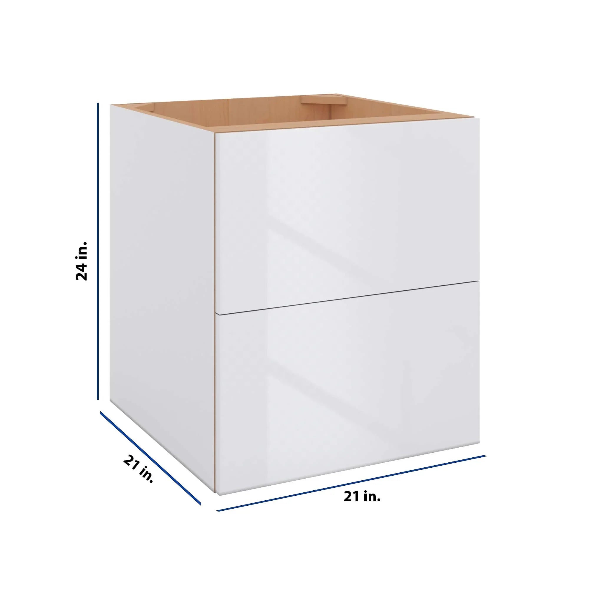 Modernform Cabinet Gloss White 21" W X 24" H X 21" D Vanity Floating Drawers Cabinet