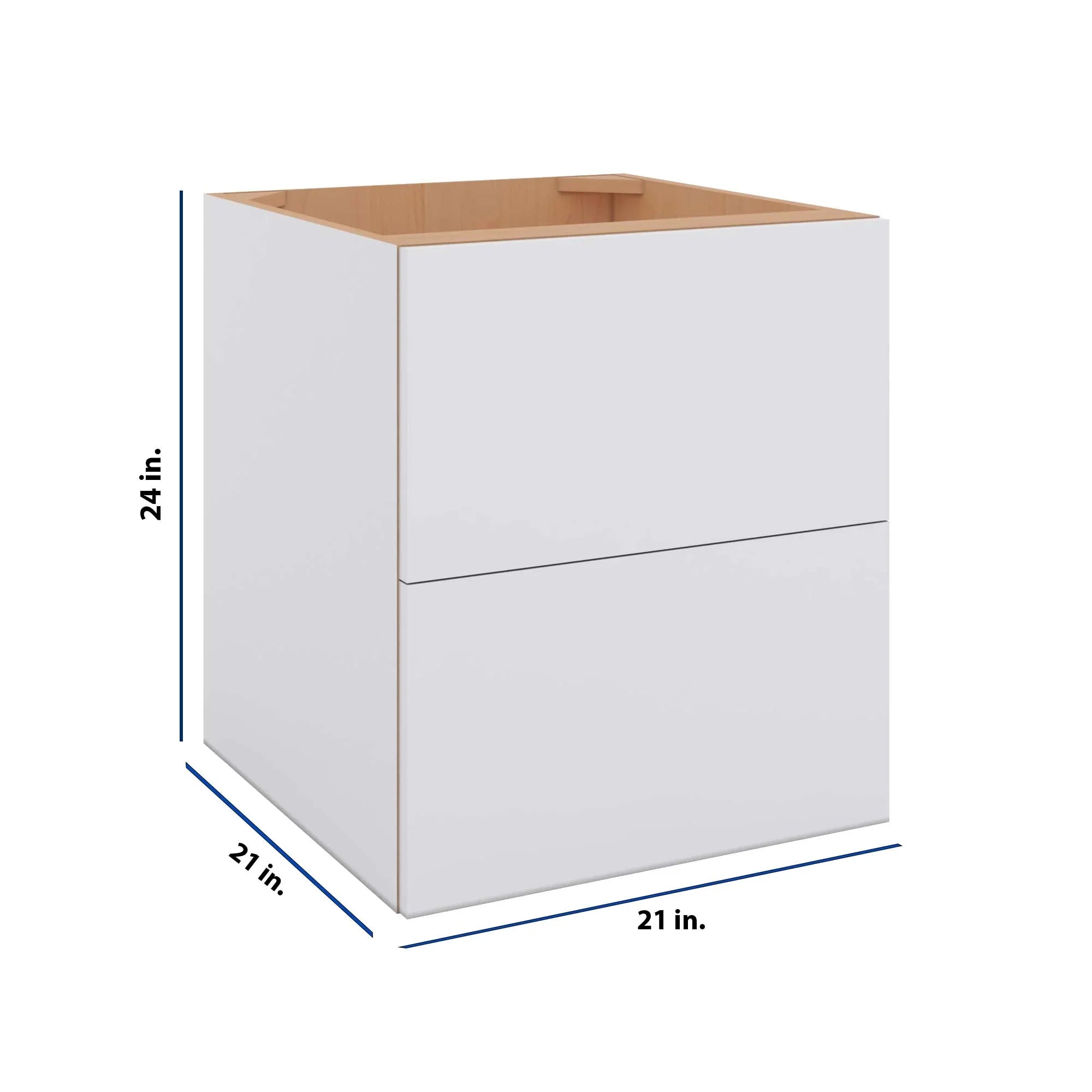 Modernform Cabinet Matte White 21" W X 24" H X 21" D Vanity Floating Drawers Cabinet