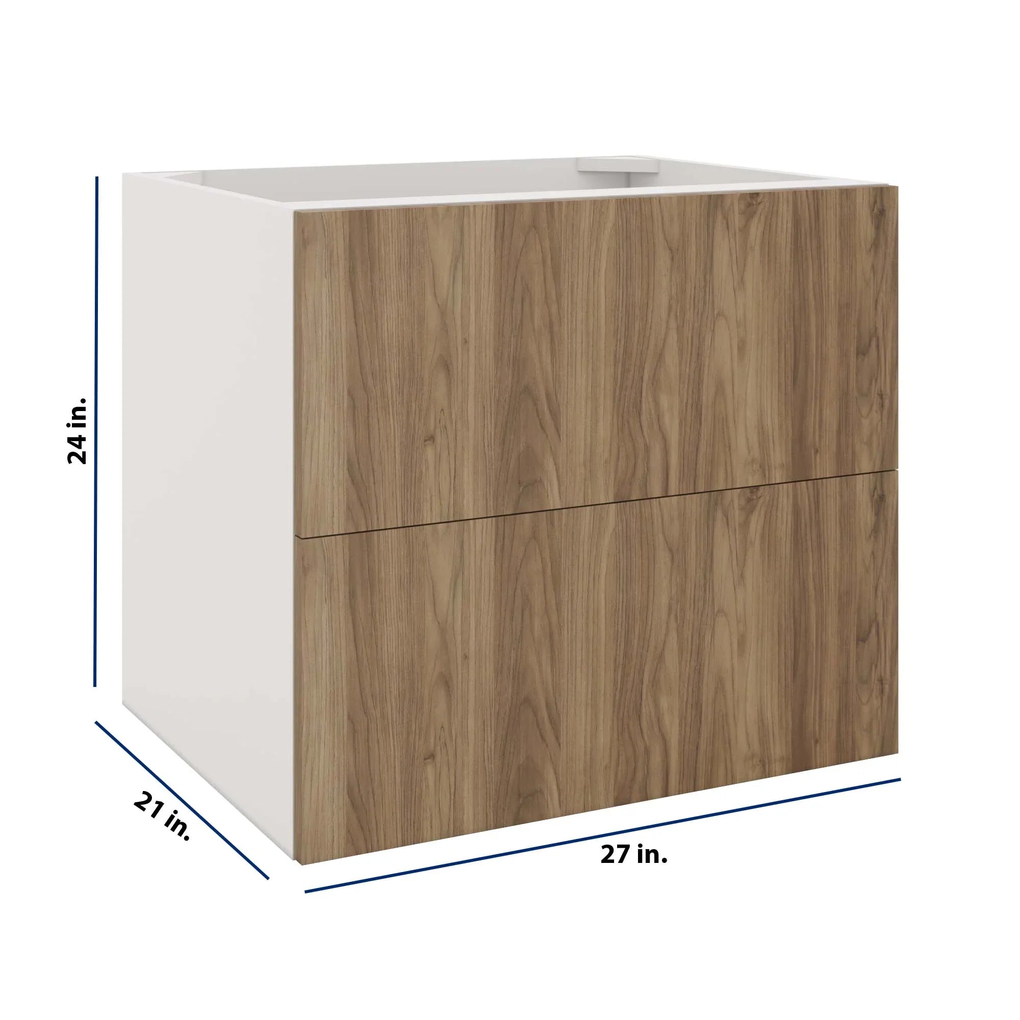 Modernform Cabinet Walnut 27" W X 24" H X 21" D Vanity Floating Drawers Cabinet
