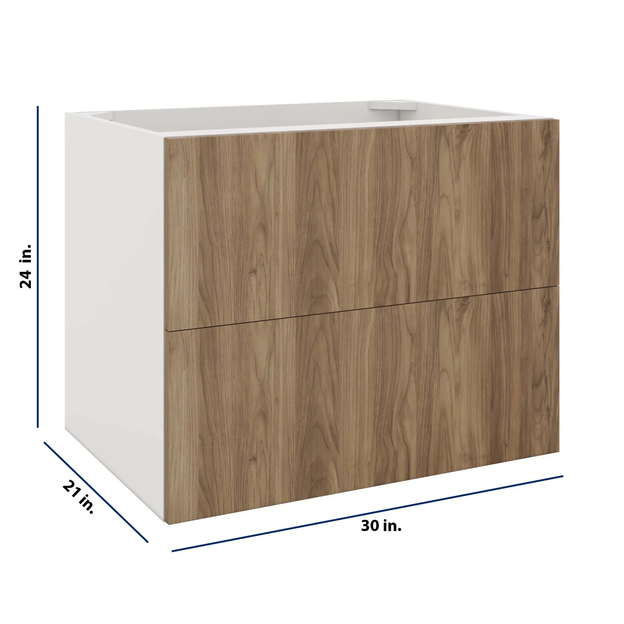 Modernform Cabinet Walnut 30" W X 24" H X 21" D Vanity Floating Drawers Cabinet