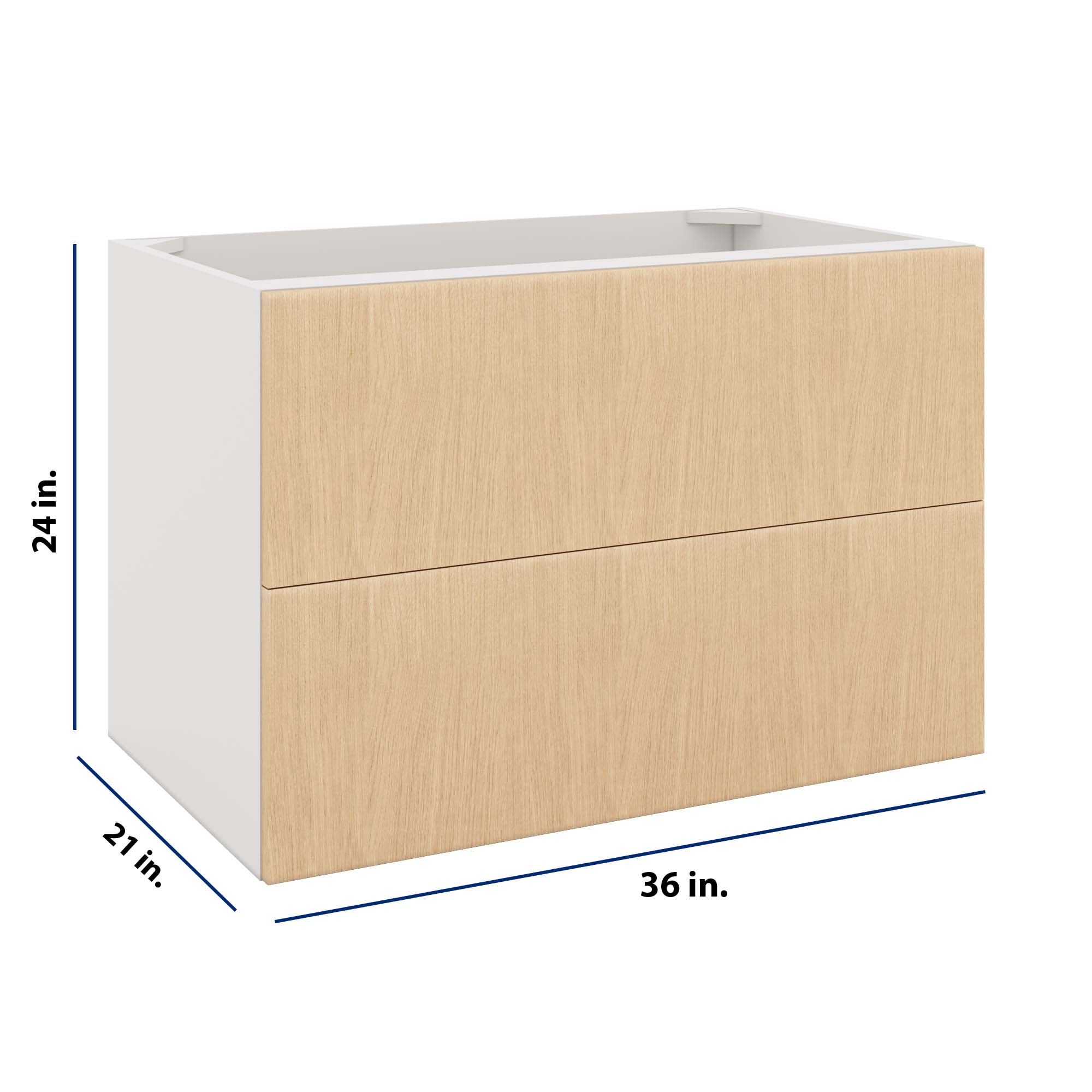 Modernform Cabinet Natural Oak 36" W X 24" H X 21" D Vanity Floating Drawers Cabinet