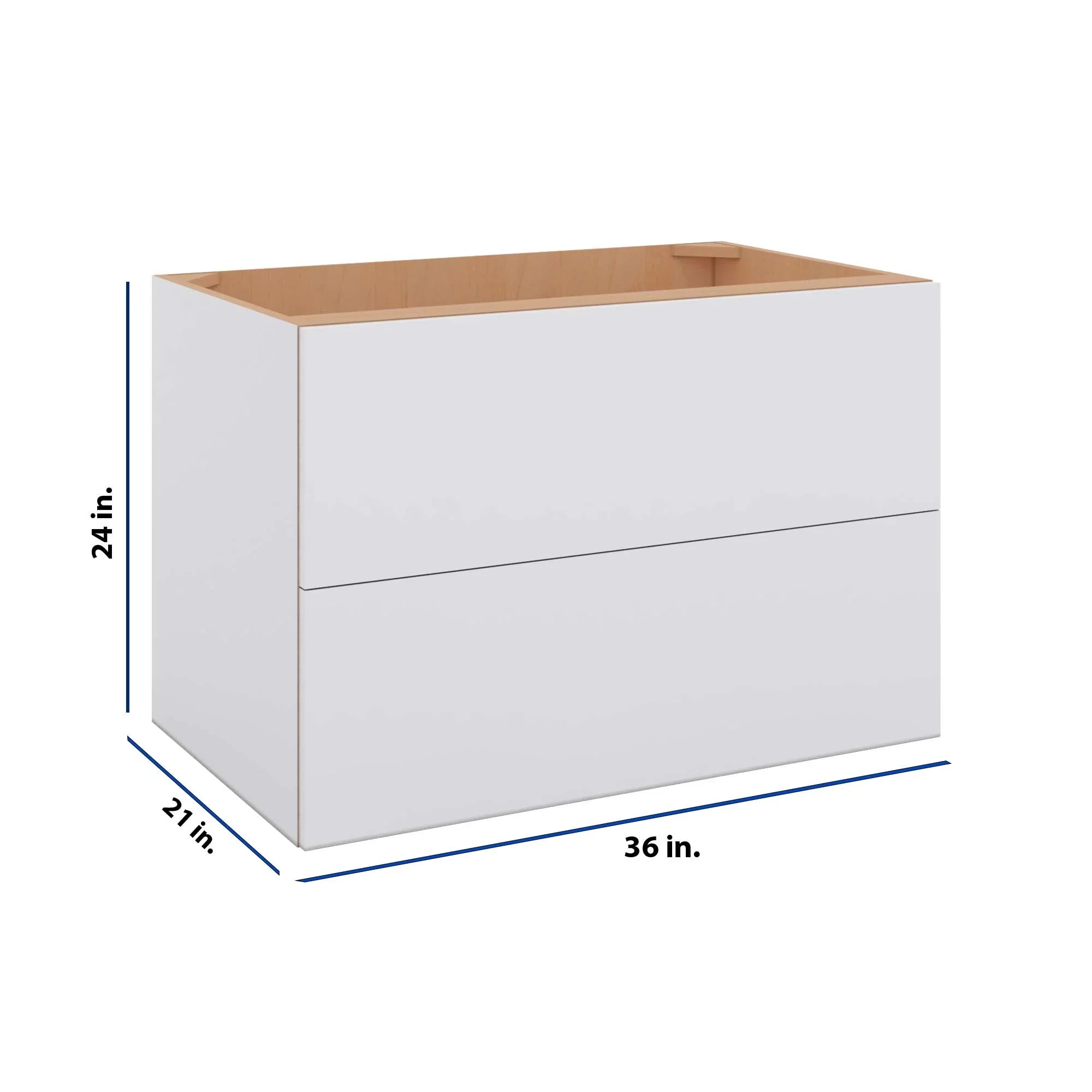 Modernform Cabinet Matte White 36" W X 24" H X 21" D Vanity Floating Drawers Cabinet