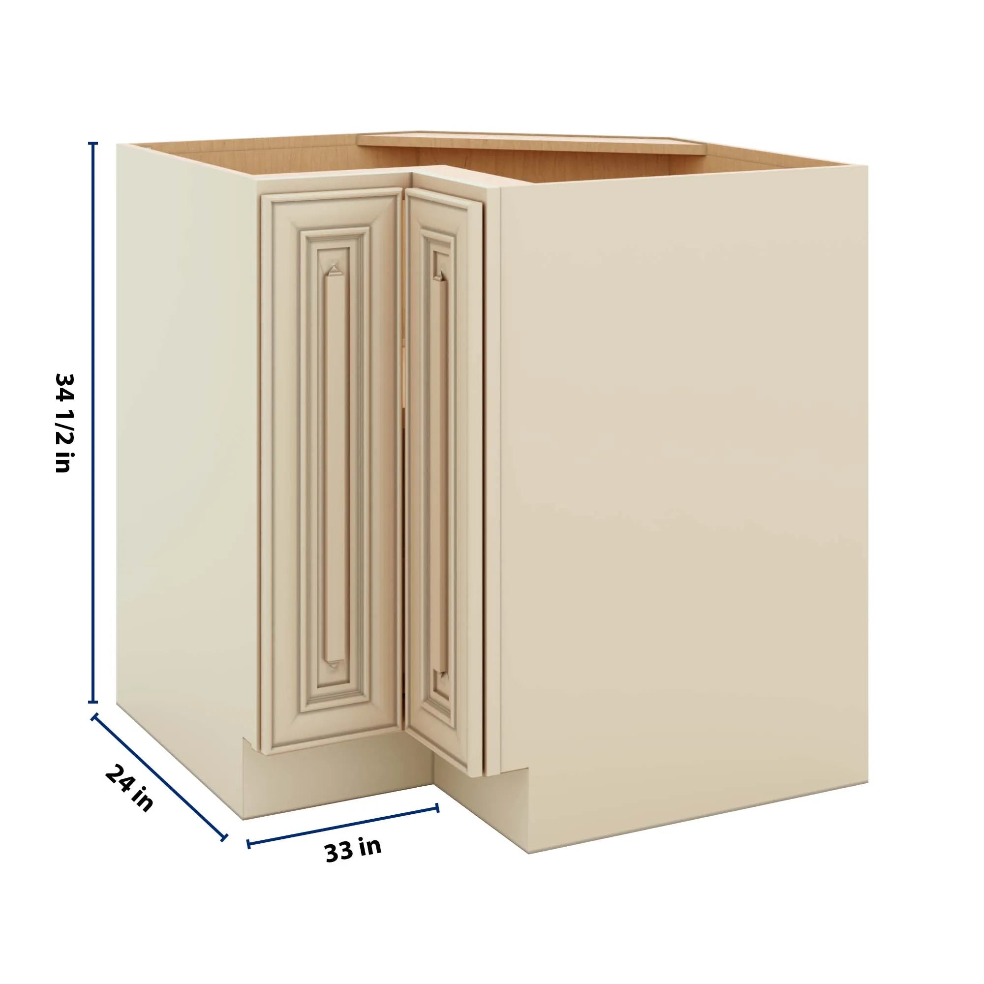 J&K Creme Glazed A7 Base Corner 90 Lazy Susan - 33" W