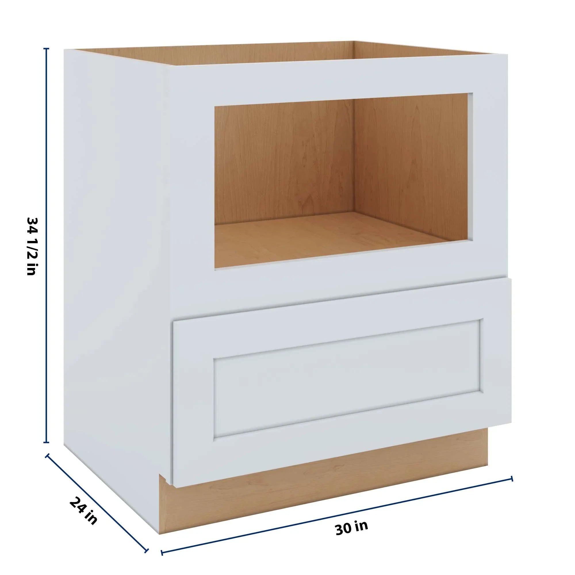 J&K White Shaker S8 Base Microwave Drawer - 30" W