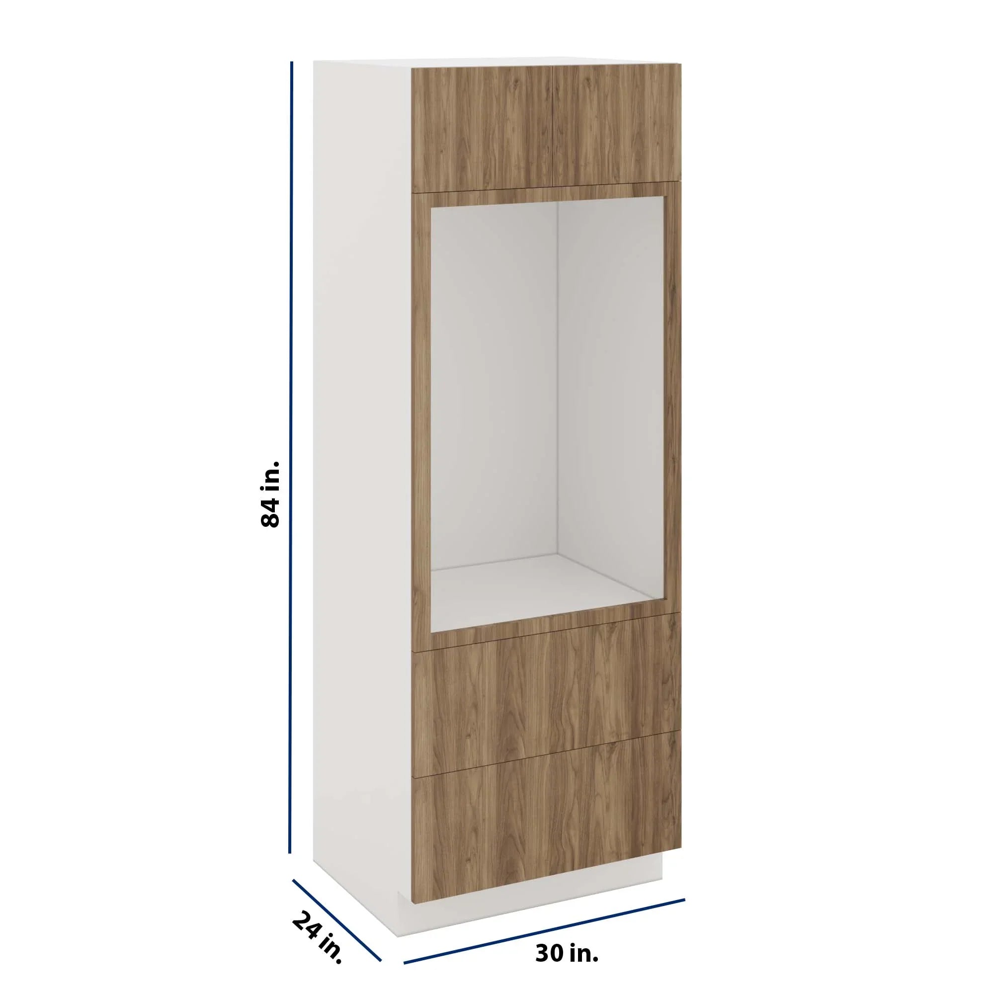 Modernform Cabinet Walnut 30" W X 84" H X 24" D Tall Oven/Microwave Cabinet