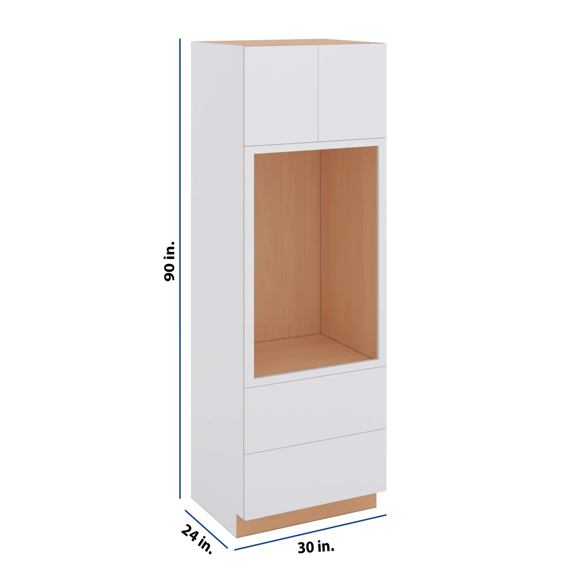 Modernform Cabinet Matte White 30" W X 90" H X 24" D Tall Oven/Microwave Cabinet