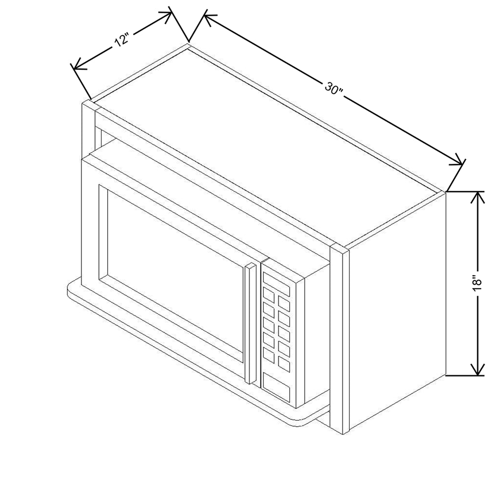 CNC Concord Elegant Dove 30" W X 18" H X 12" D Microwave Cabinet