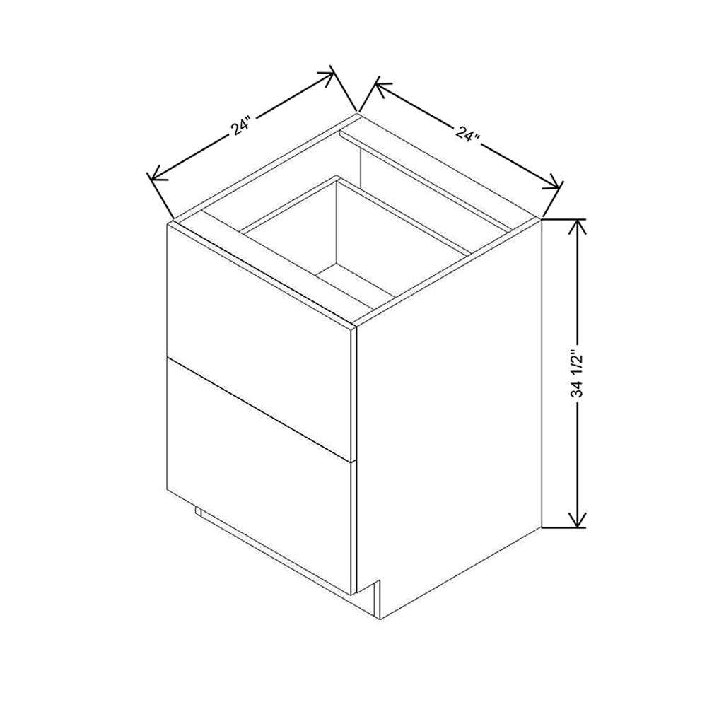 Modernform Cabinet Walnut 24" W X 34 1/2" H X 24" D  2 Drawer Base Cabinet