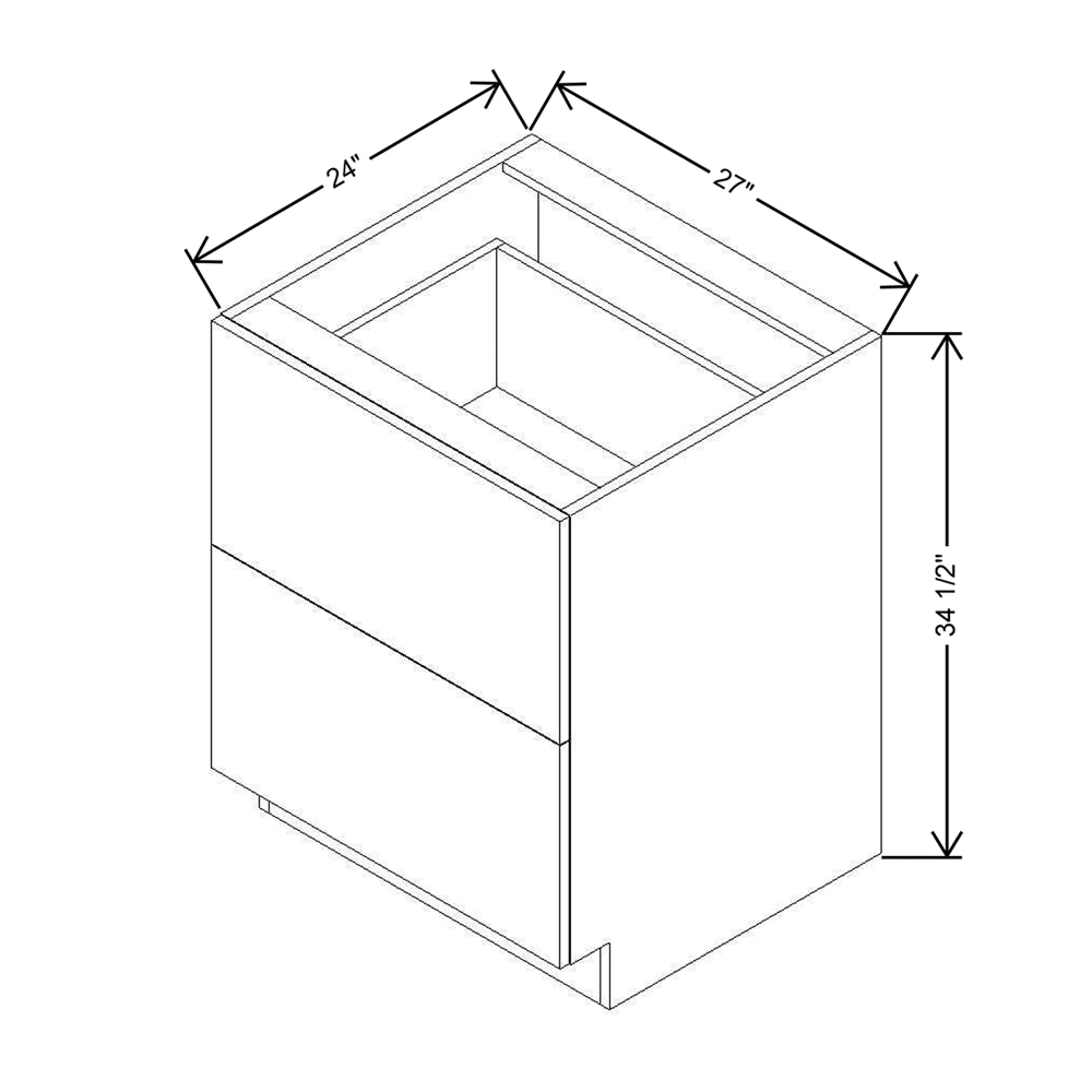 Modernform Cabinet Walnut 27" W X 34 1/2" H X 24" D  2 Drawer Base Cabinet
