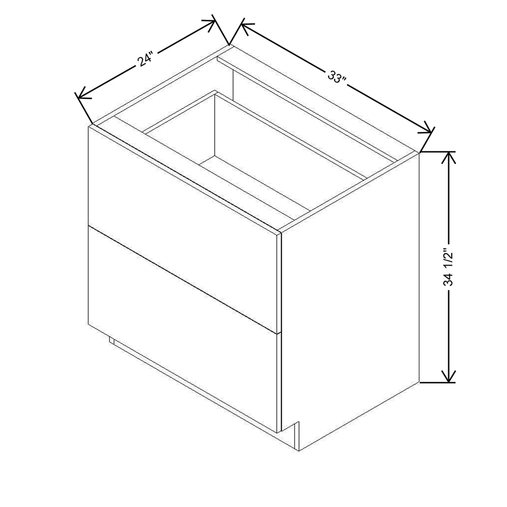 Modernform Cabinet Walnut 33" W X 34 1/2" H X 24" D  2 Drawer Base Cabinet