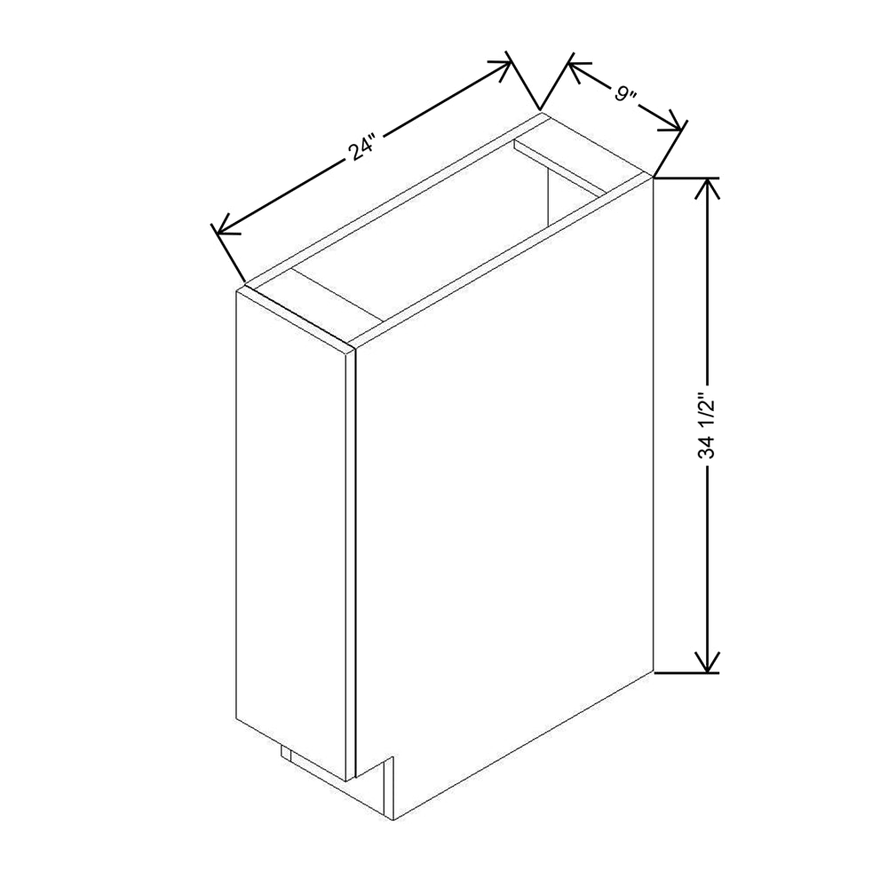 Modernform Cabinet Walnut 9" W X 34 1/2" H X 24" D Full Height Single Door Base Cabinet