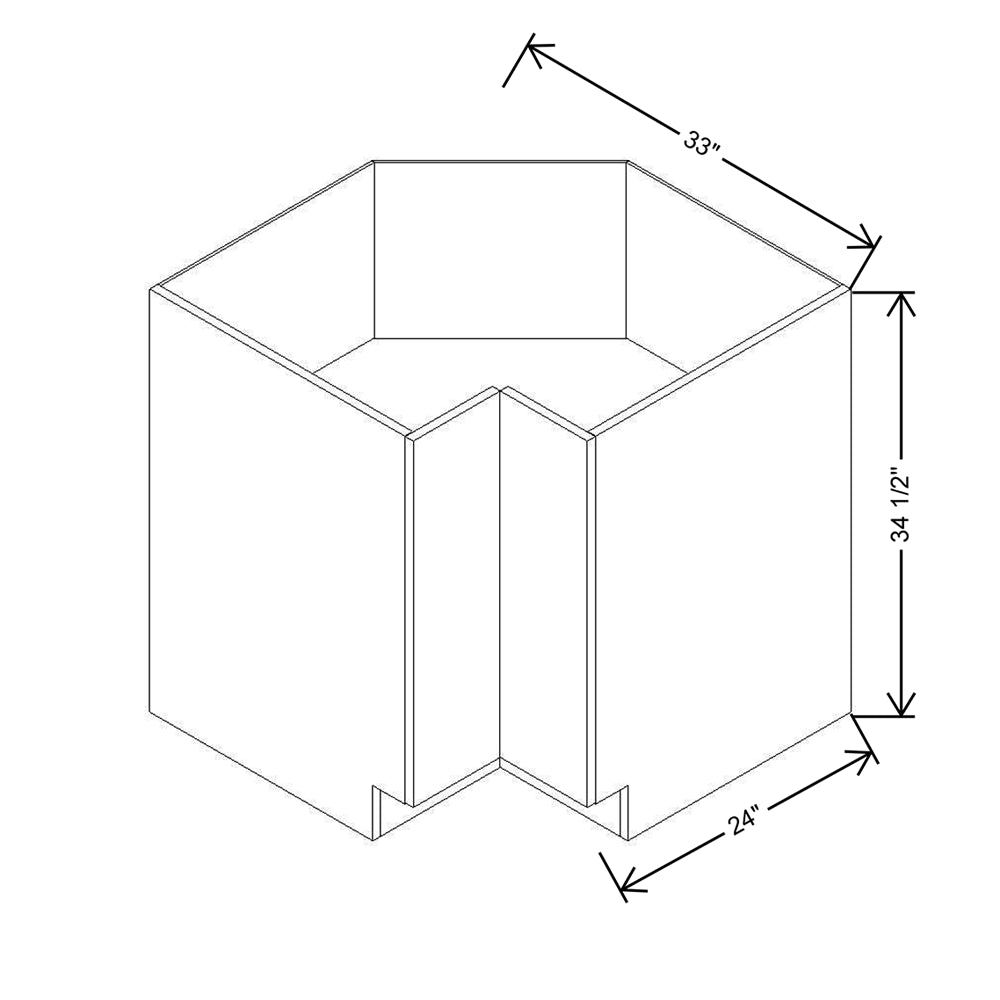 Modernform Cabinet Walnut 33" W X 34 1/2" H X 24" D Base Diagonal Corner w/Lazy Susan Cabinet