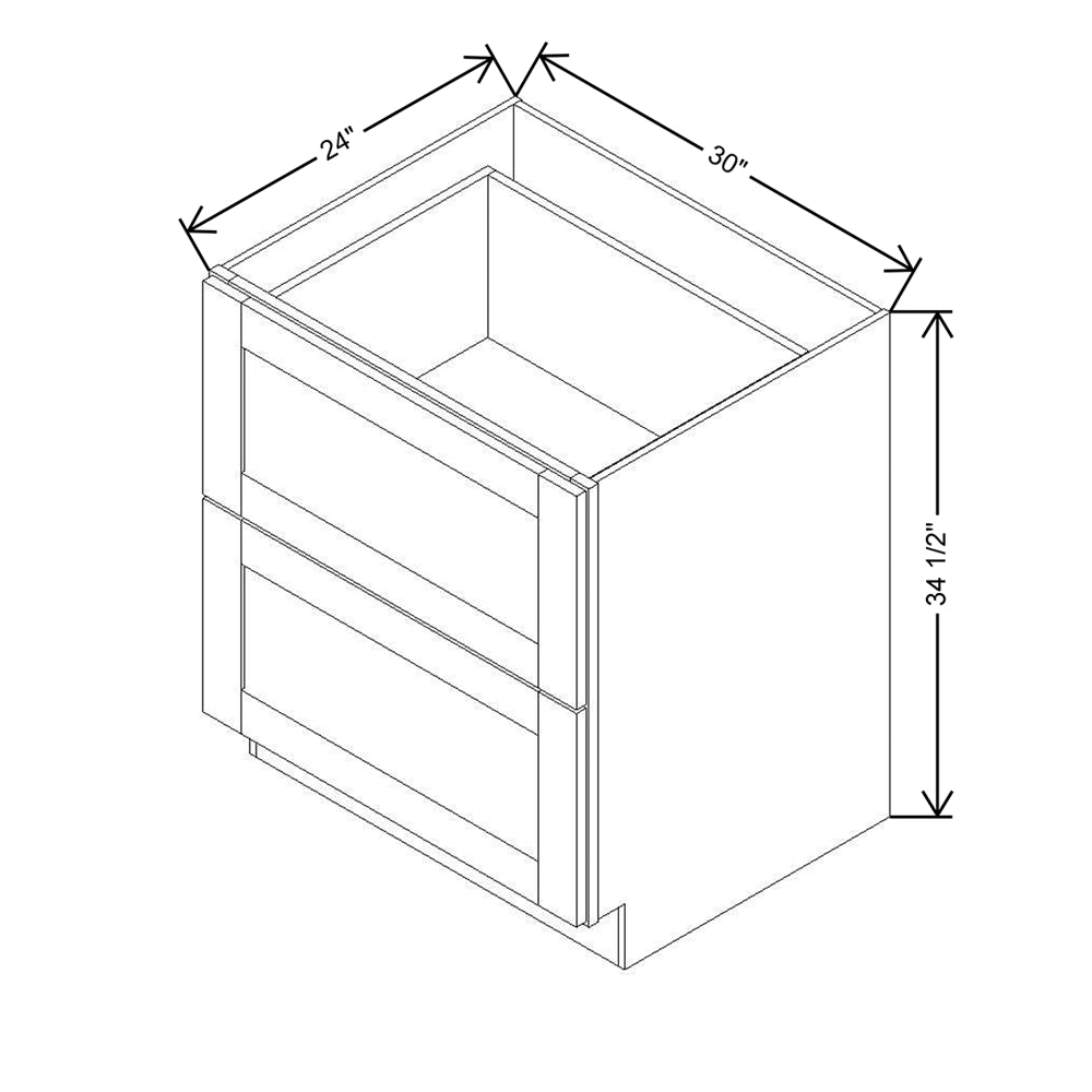 Modernform Cabinet Natural Shaker 30" W X 34 1/2" H X 24" D 2 Drawer Base Cabinet