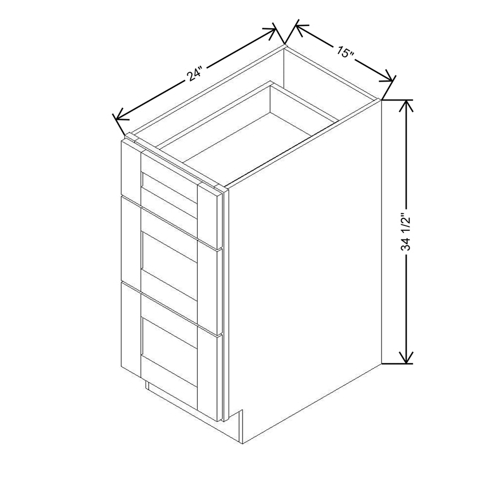 Modernform Cabinet Natural Shaker 15" W X 34 1/2" H X 24" D 3 Drawer Base Cabinet