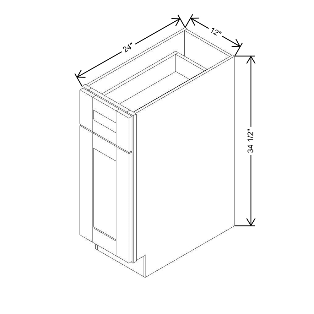 Modernform Cabinet Natural Shaker 12" W X 34 1/2" H X 24" D Single Door Base Cabinet