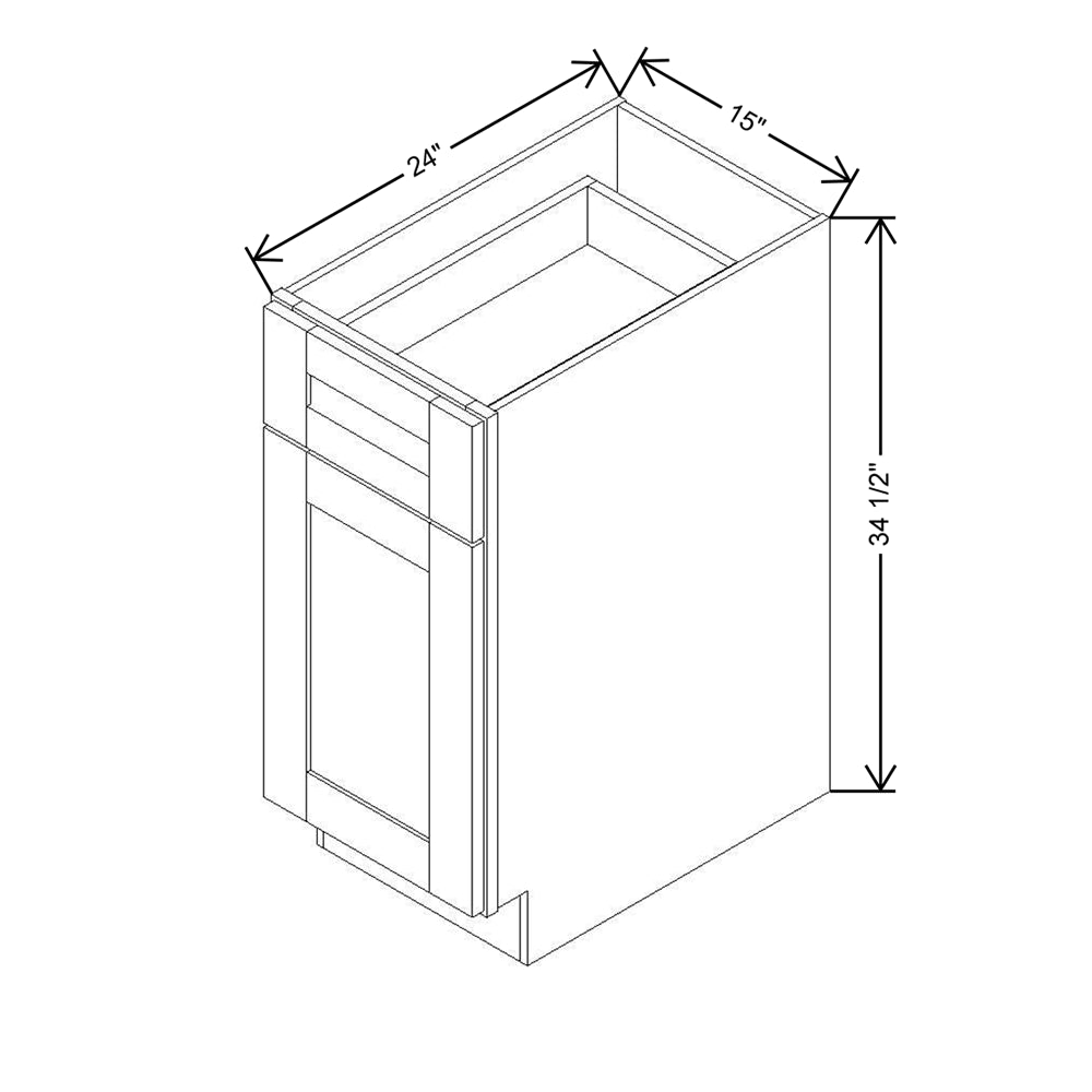 Modernform Cabinet Onyx Black Shaker 15" W X 34 1/2" H X 24" D Single Door Base Cabinet