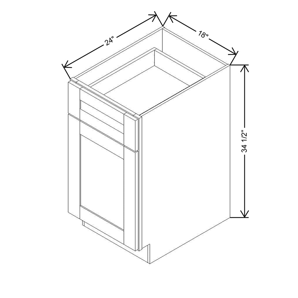 Modernform Cabinet Natural Shaker 18" W X 34 1/2" H X 24" D Single Door Base Cabinet