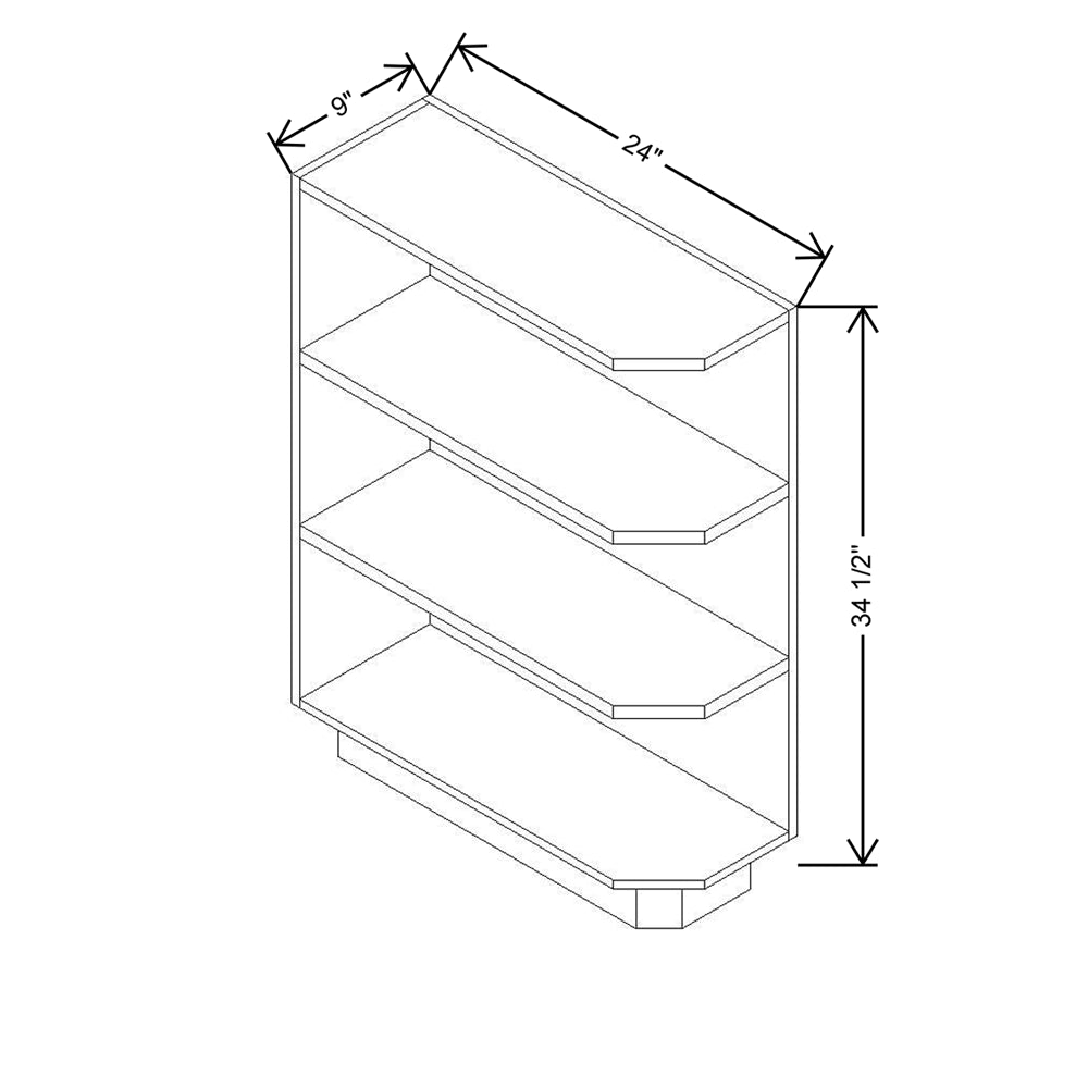 Modernform Cabinet Onyx Black Shaker 09" W X 34 1/2" H X 24" D Base End Open Shelf