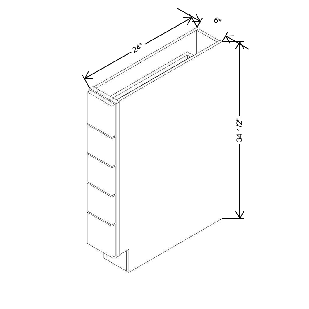 Modernform Cabinet Natural Shaker 06" W X 34 1/2" H X 24" D Base Drawer w/Spice Rack