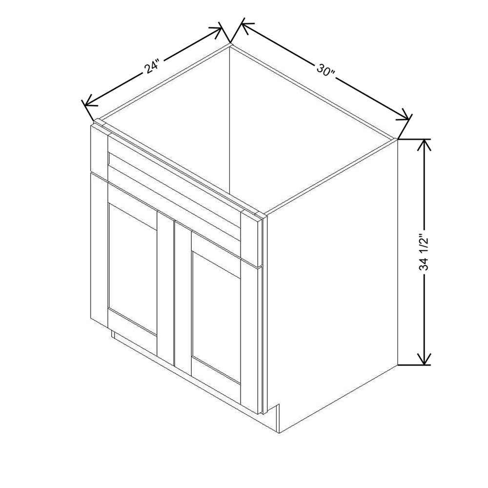 Modernform Cabinet Slate Shaker 30" W X 34 1/2" H X 24" D Double Door Sink Base Cabinet