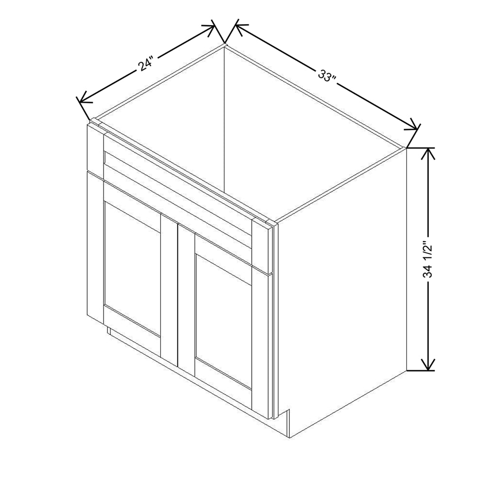 Modernform Cabinet Slate Shaker 33" W X 34 1/2" H X 24" D Double Door Sink Base Cabinet