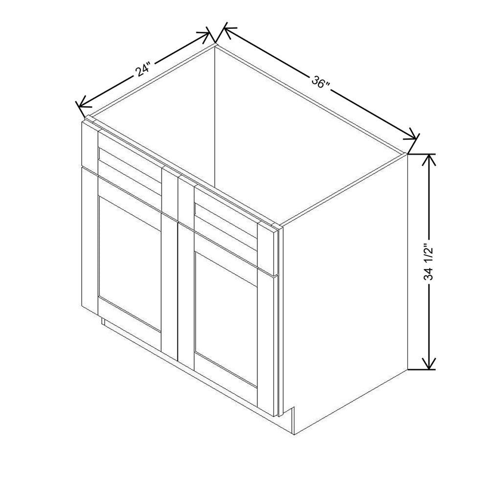 Modernform Cabinet Slate Shaker 36" W X 34 1/2" H X 24" D Double Door Sink Base Cabinet
