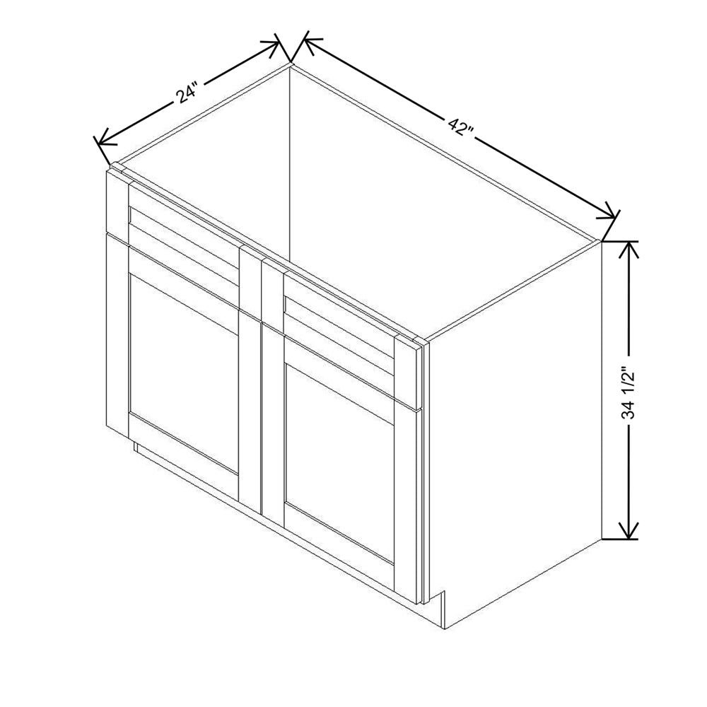Modernform Cabinet Slate Shaker 42" W X 34 1/2" H X 24" D Double Door Sink Base Cabinet