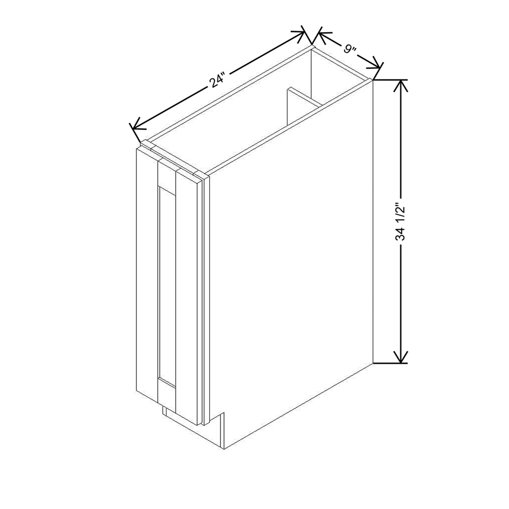 Modernform Cabinet Onyx Black Shaker 09" W X 34 1/2" H X 24" D Base w/Spice Rack