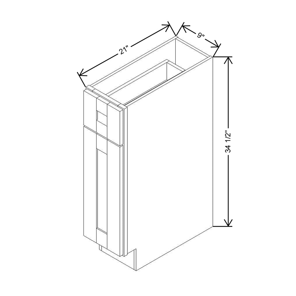Modernform Cabinet White Shaker 09" W X 34 1/2" H X 21" D Base 1 Door/1 Drawer