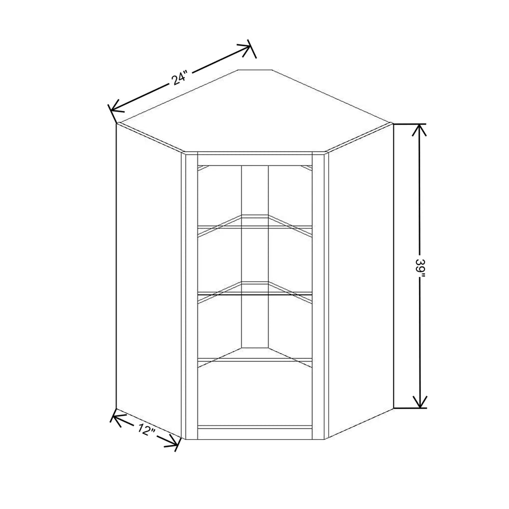 Fabuwood Allure Galaxy Nickel 24" W X 39" H X 12" D Wall Corner No Door Cabinet