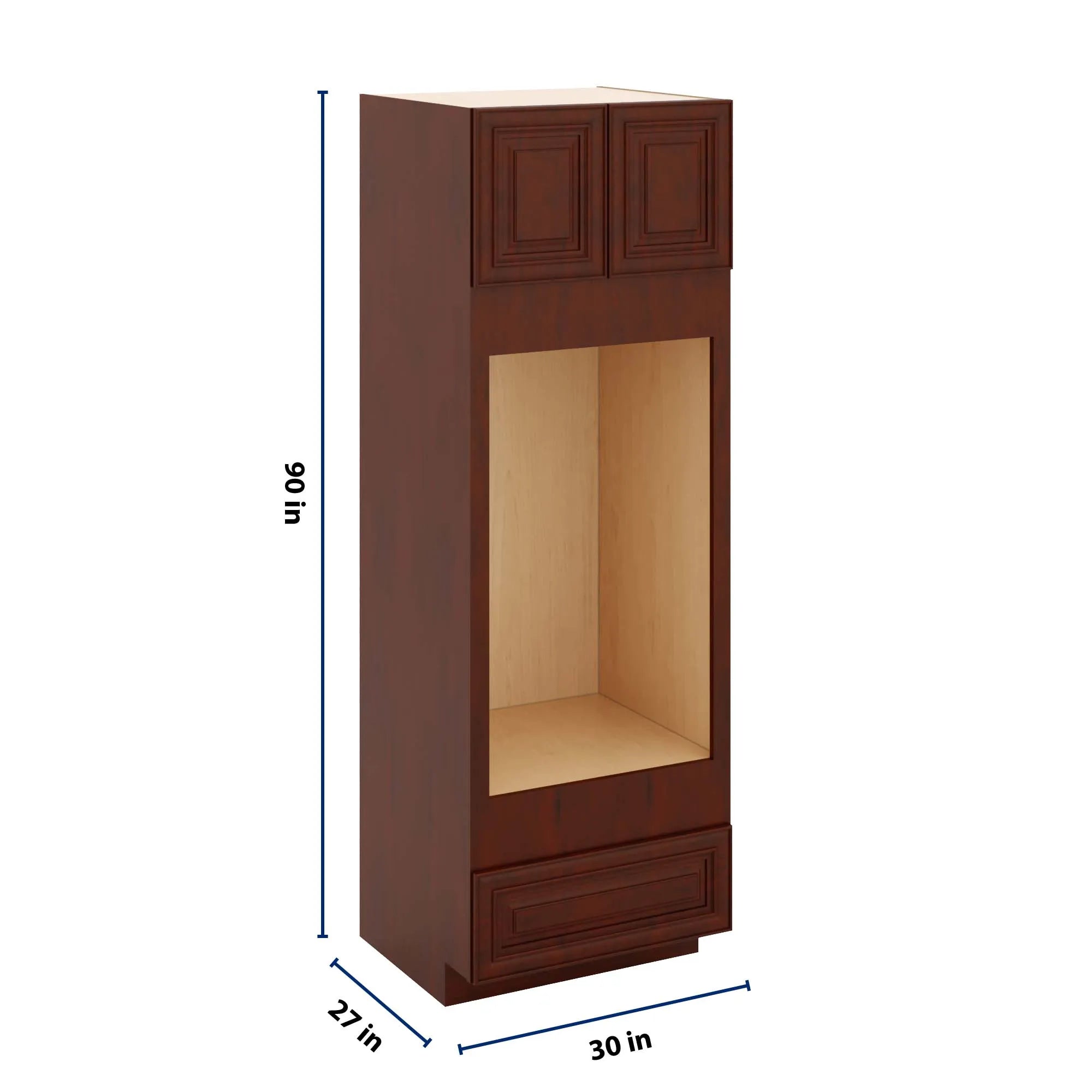 J&K Mahogany J5 Double Oven w/One (1) Bottom Drawer 30" W x 90" H x 27" D