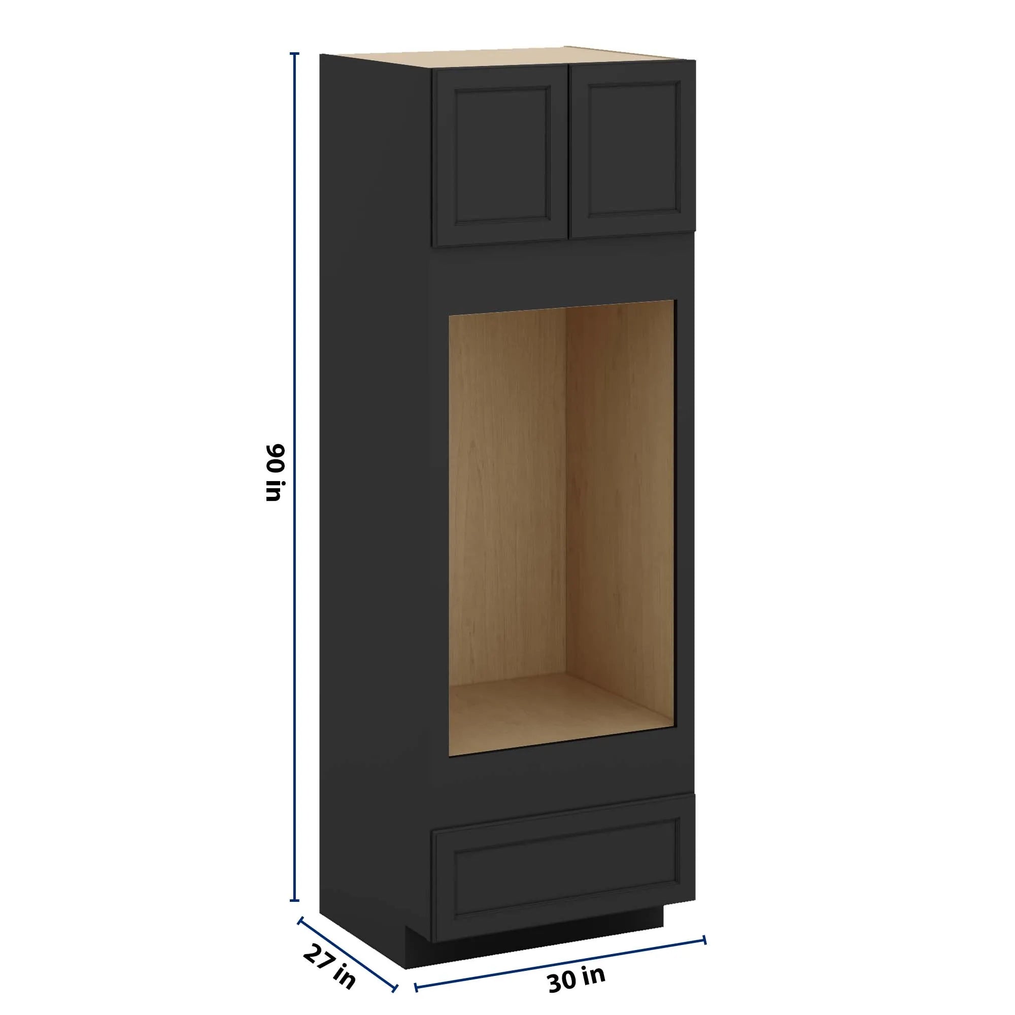 J&K Charcoal E2 Double Oven w/One (1) Bottom Drawer 30" W x 90" H x 27" D