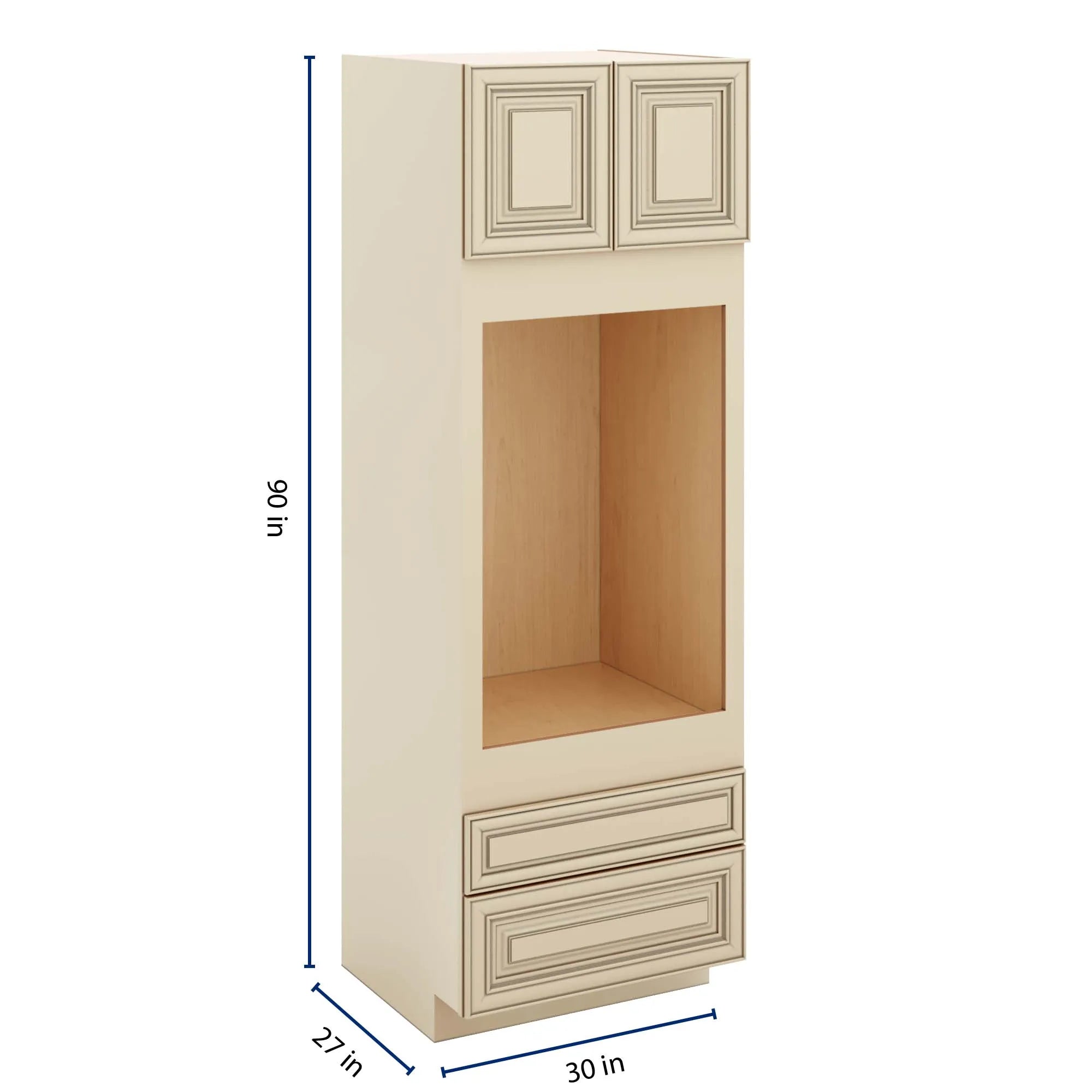 J&K Creme Glazed A7 Single Oven w/Two (2) Bottom Drawers 30" W x 90" H x 27" D
