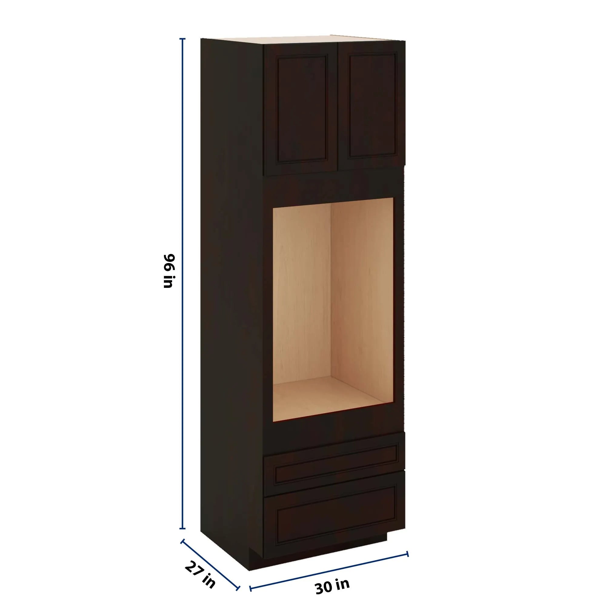 J&K Espresso K8 Single Oven w/Two (2) Bottom Drawers 30" W x 96" H x 27" D
