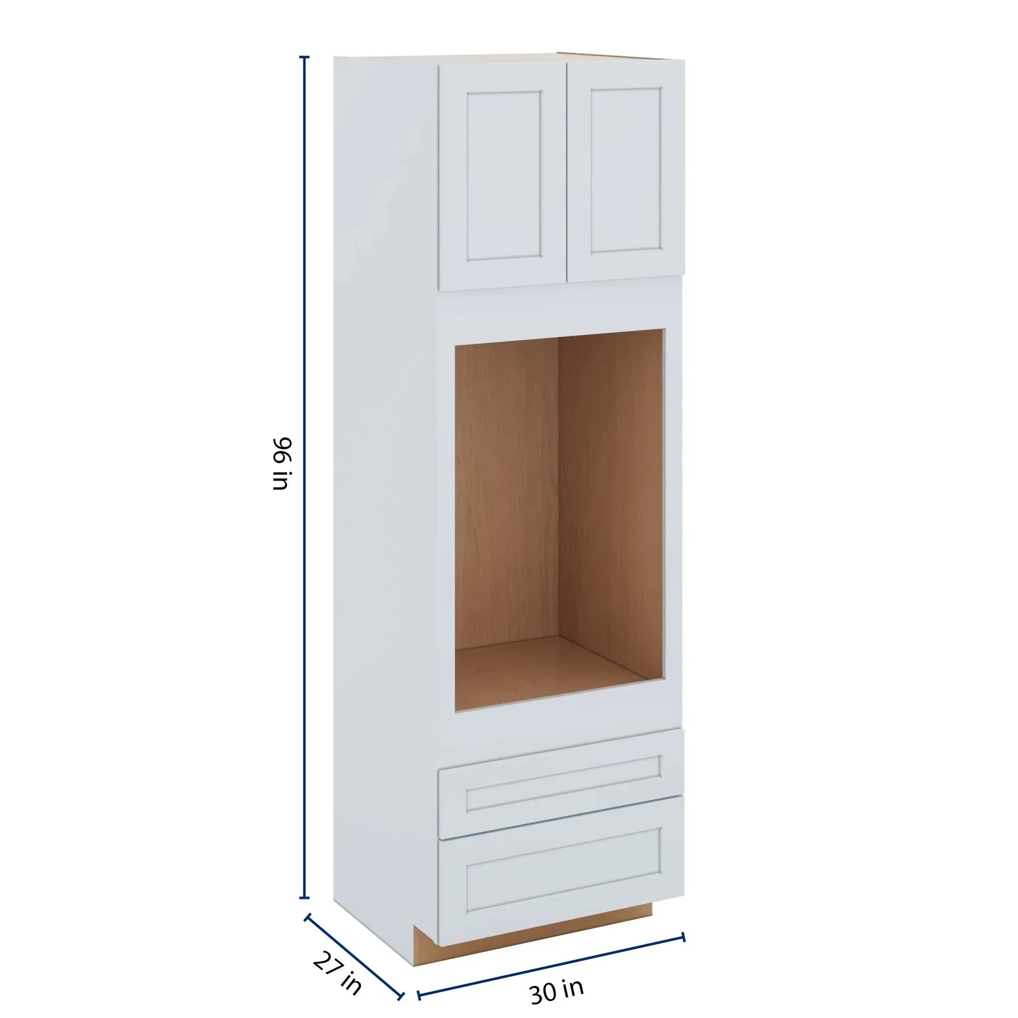 J&K White Shaker S8 Single Oven w/Two (2) Bottom Drawers 30" W x 96" H x 27" D