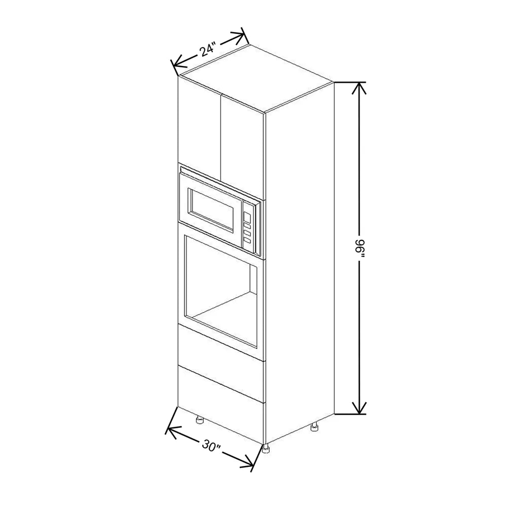 Fabuwood Illume Catalina Bianco Matte 30" W x 96" H Combo Oven Cabinet w/ 2 Drawers on Bottom
