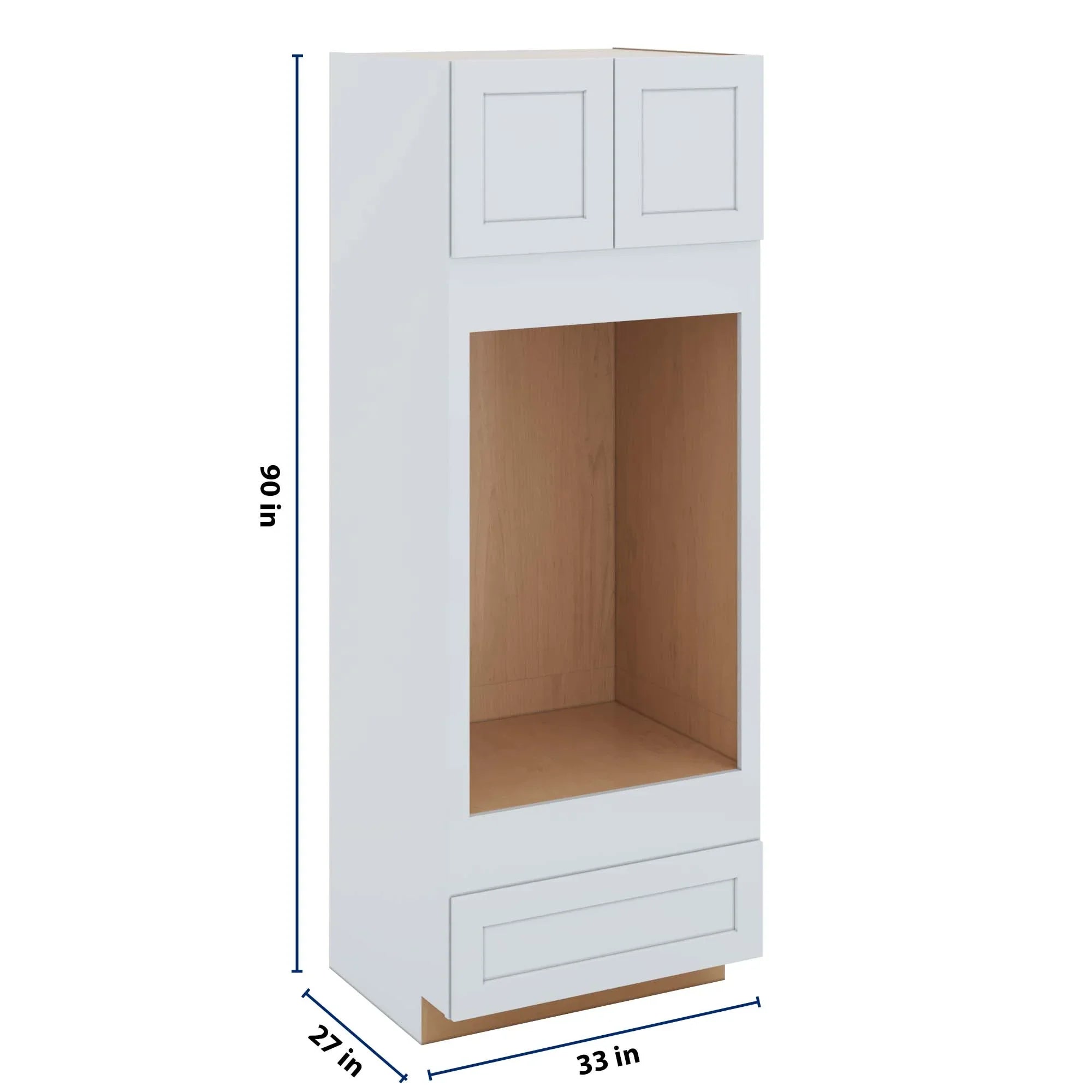 J&K White Shaker S8 Double Oven w/One (1) Bottom Drawer 33" W x 90" H x 27" D
