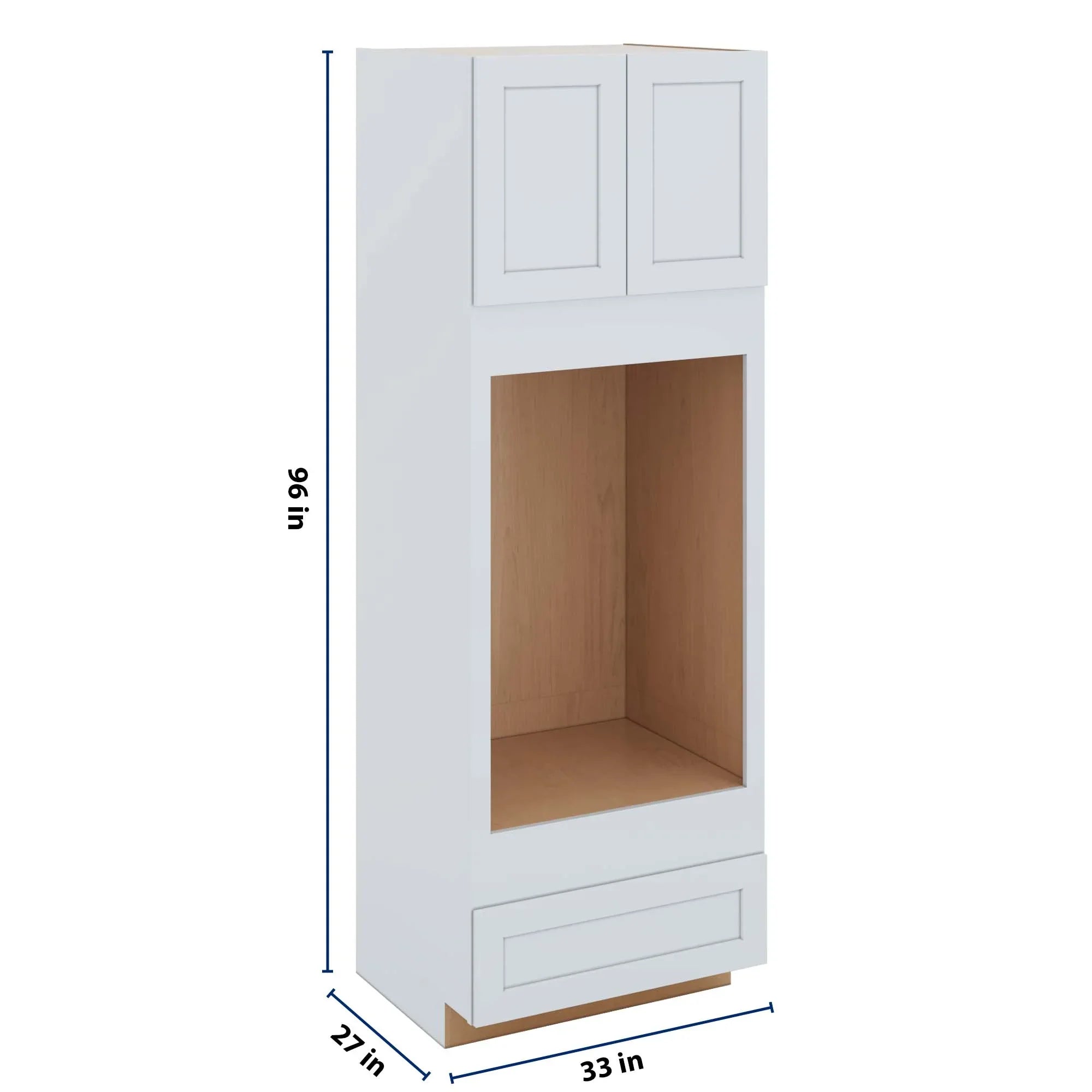 J&K White Shaker S8 Double Oven w/One (1) Bottom Drawer 33" W x 96" H x 27" D