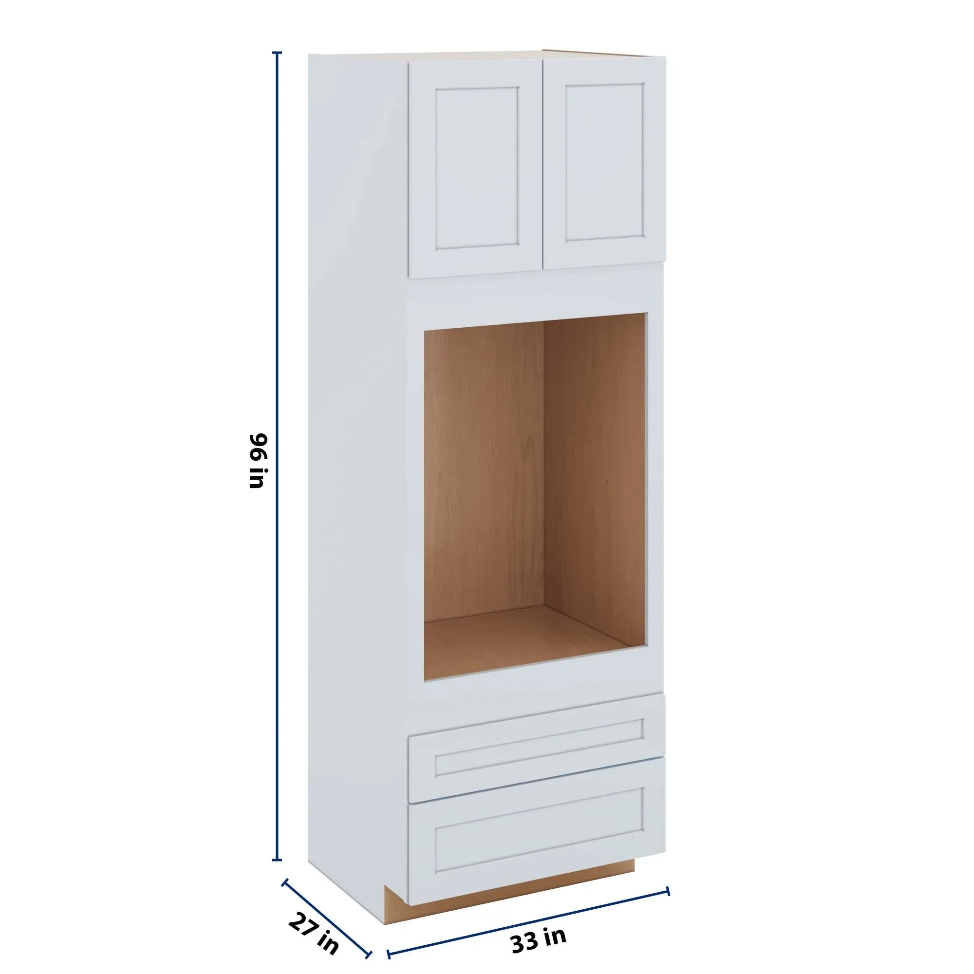 J&K White Shaker S8 Single Oven w/Two (2) Bottom Drawers 33" W x 96" H x 27" D