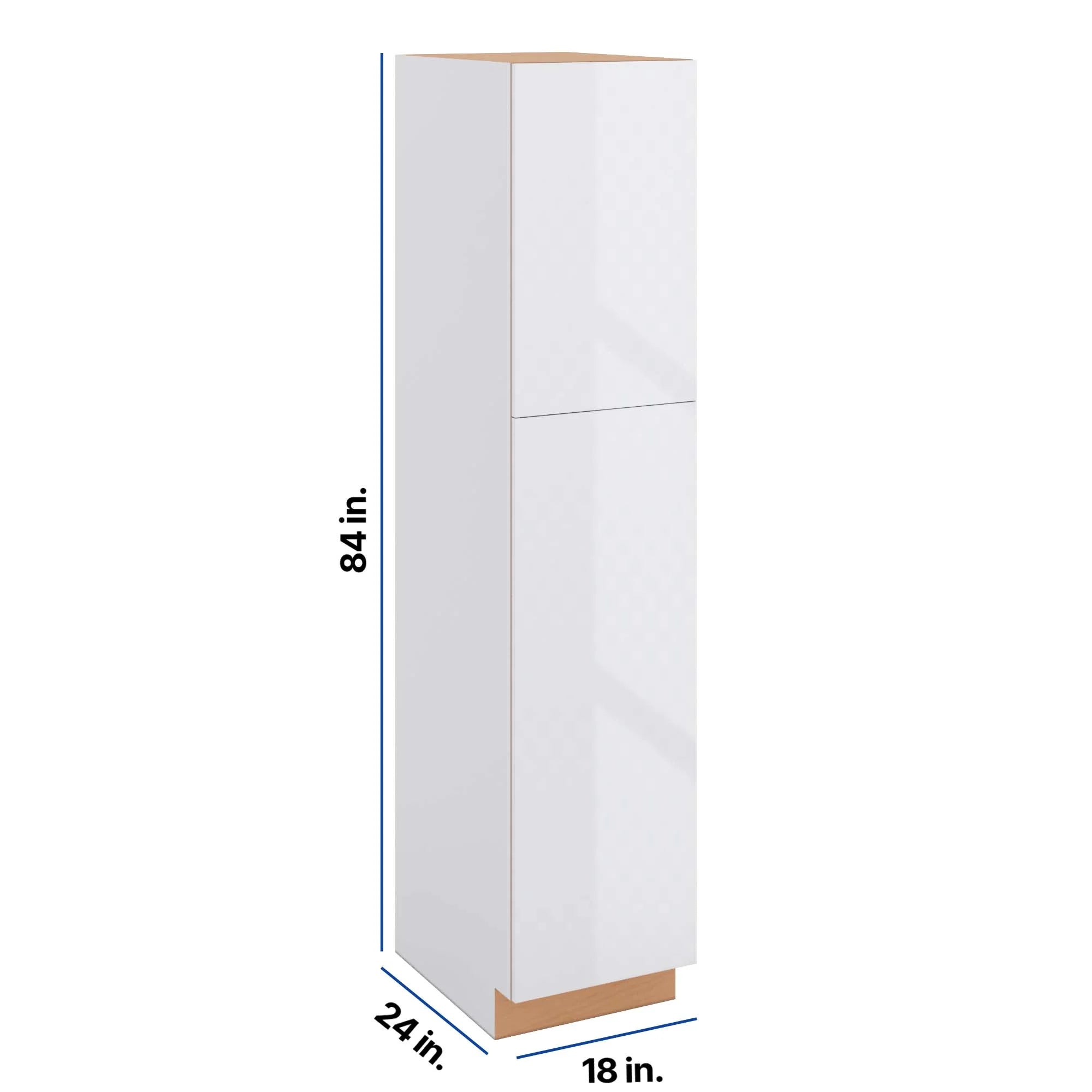 Modernform Cabinet Gloss White 18" W X 84" H X 24" D Single Door Tall Pantry Cabinet