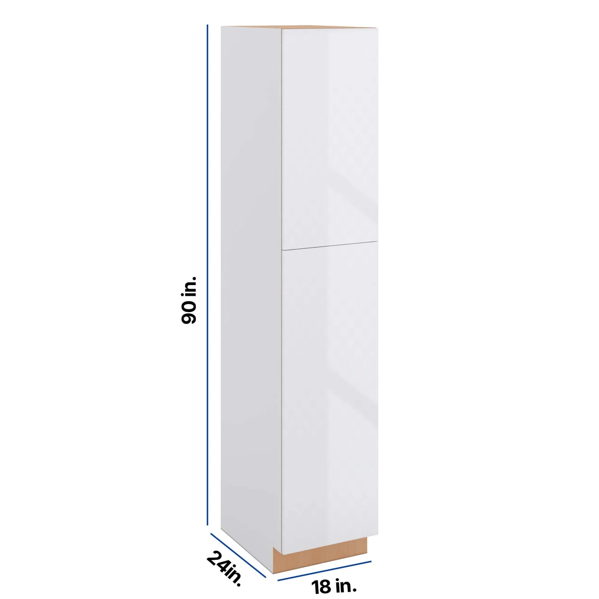 Modernform Cabinet Gloss White 18" W X 90" H X 24" D Single Door Tall Pantry Cabinet