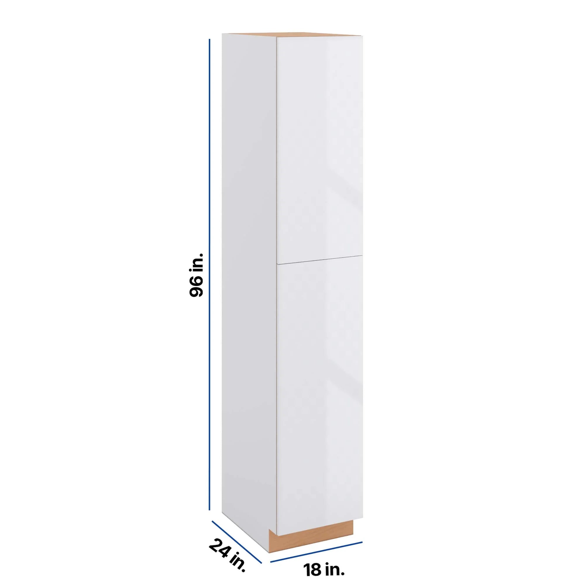 Modernform Cabinet Gloss White 18" W X 96" H X 24" D Single Door Tall Pantry Cabinet