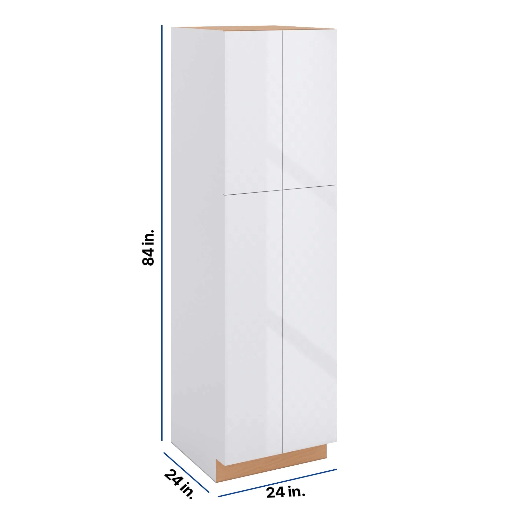 Modernform Cabinet Gloss White 24" W X 84" H X 24" D Double Door Tall Pantry Cabinet