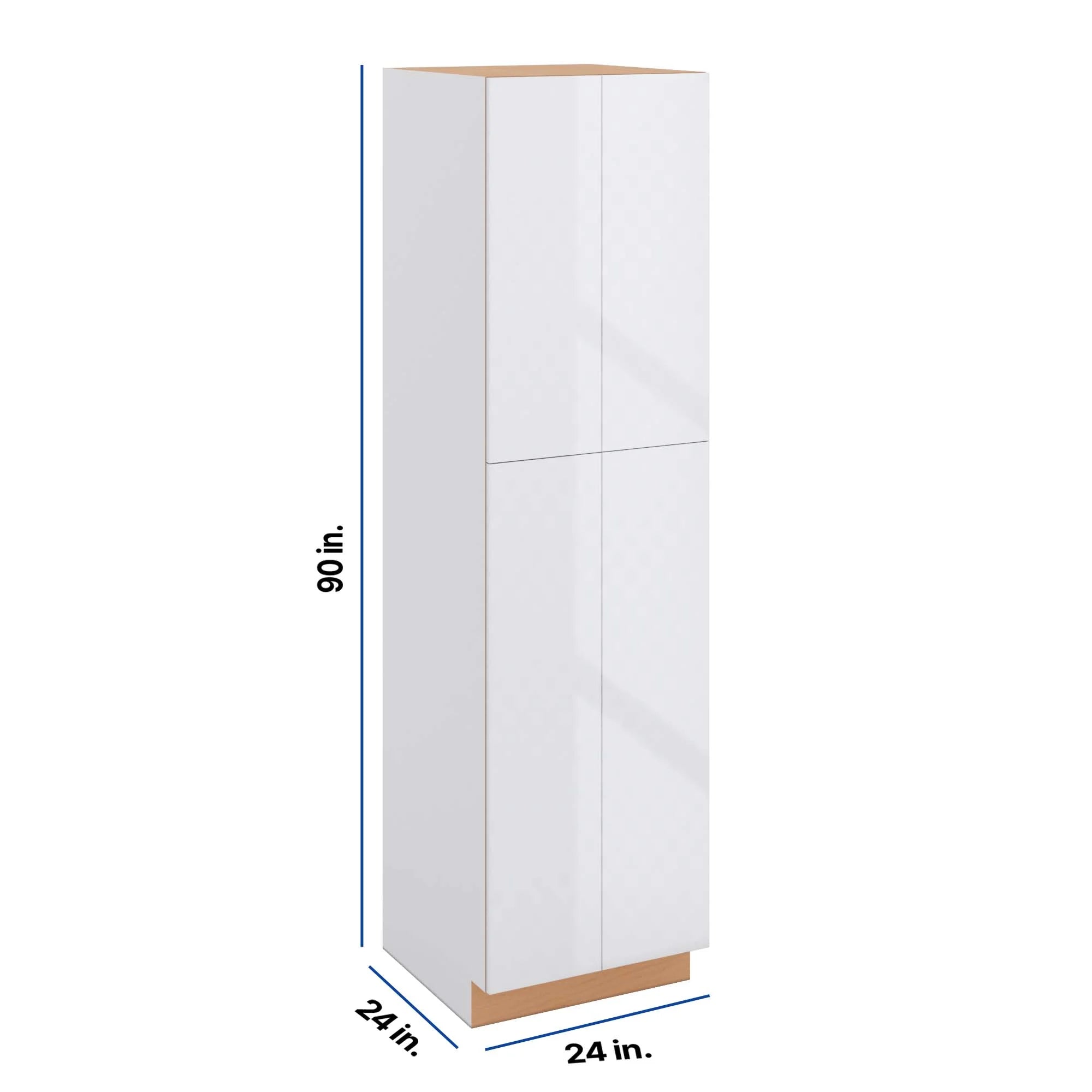 Modernform Cabinet Gloss White 24" W X 90" H X 24" D Double Door Tall Pantry Cabinet