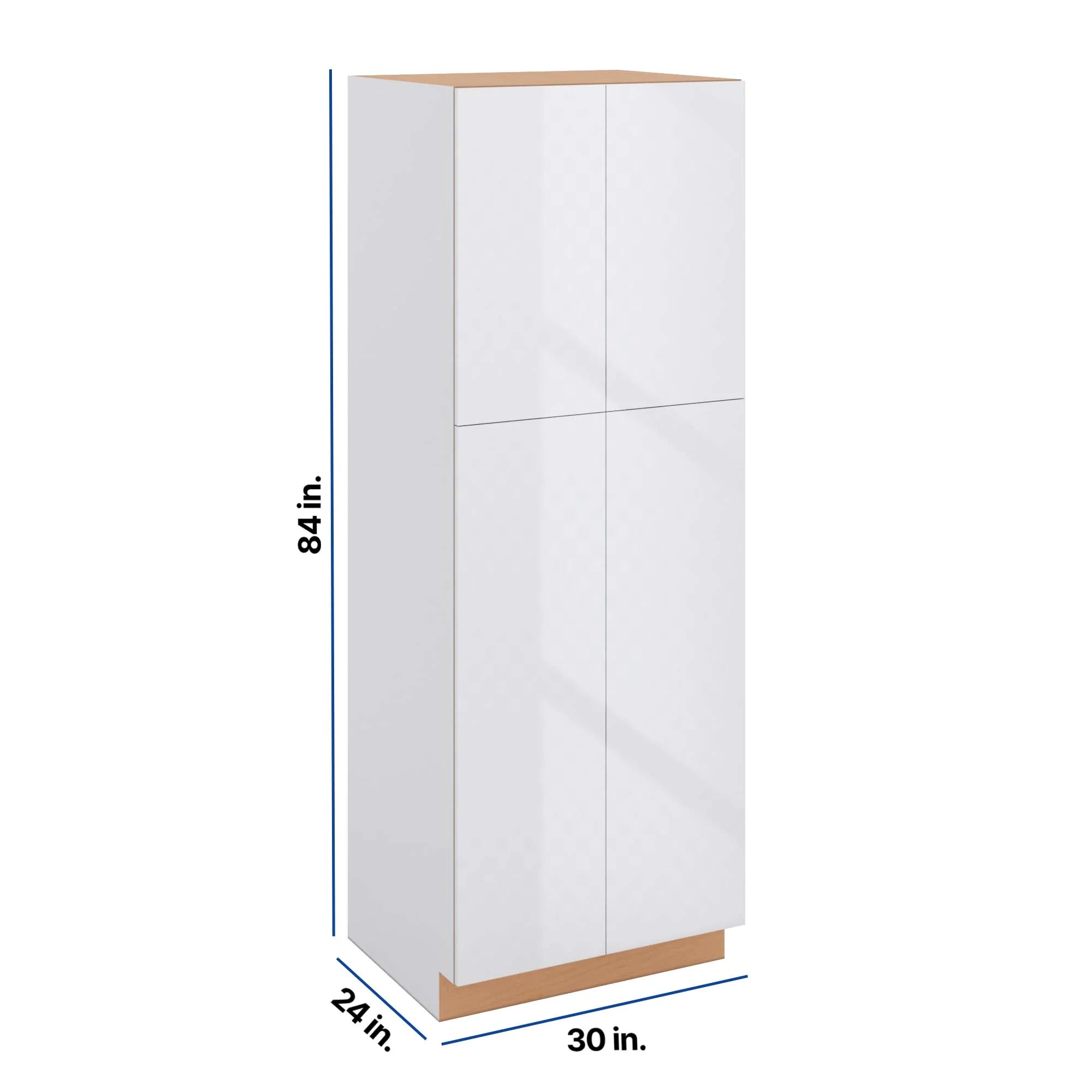 Modernform Cabinet Gloss White 30" W X 84" H X 24" D Double Door Tall Pantry Cabinet