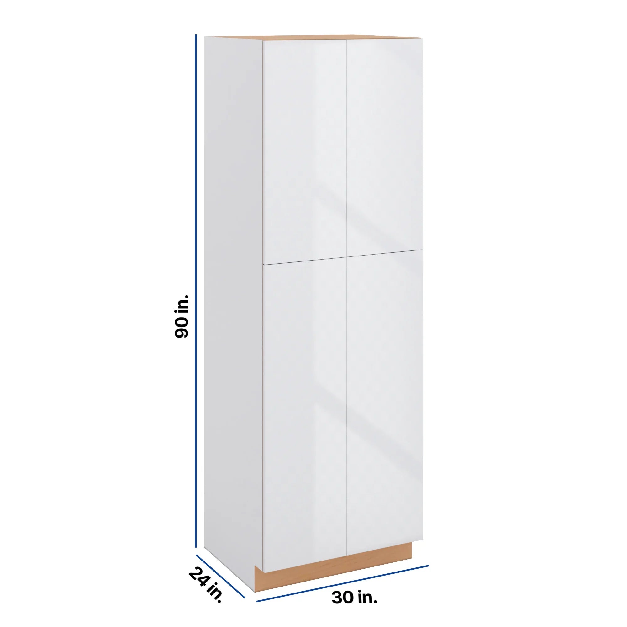 Modernform Cabinet Gloss White 30" W X 90" H X 24" D Double Door Tall Pantry Cabinet