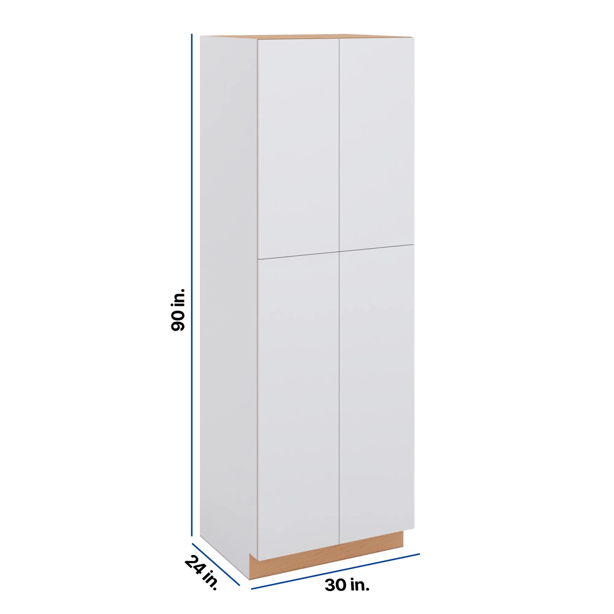 Modernform Cabinet Matte White 30" W X 90" H X 24" D Double Door Tall Pantry Cabinet