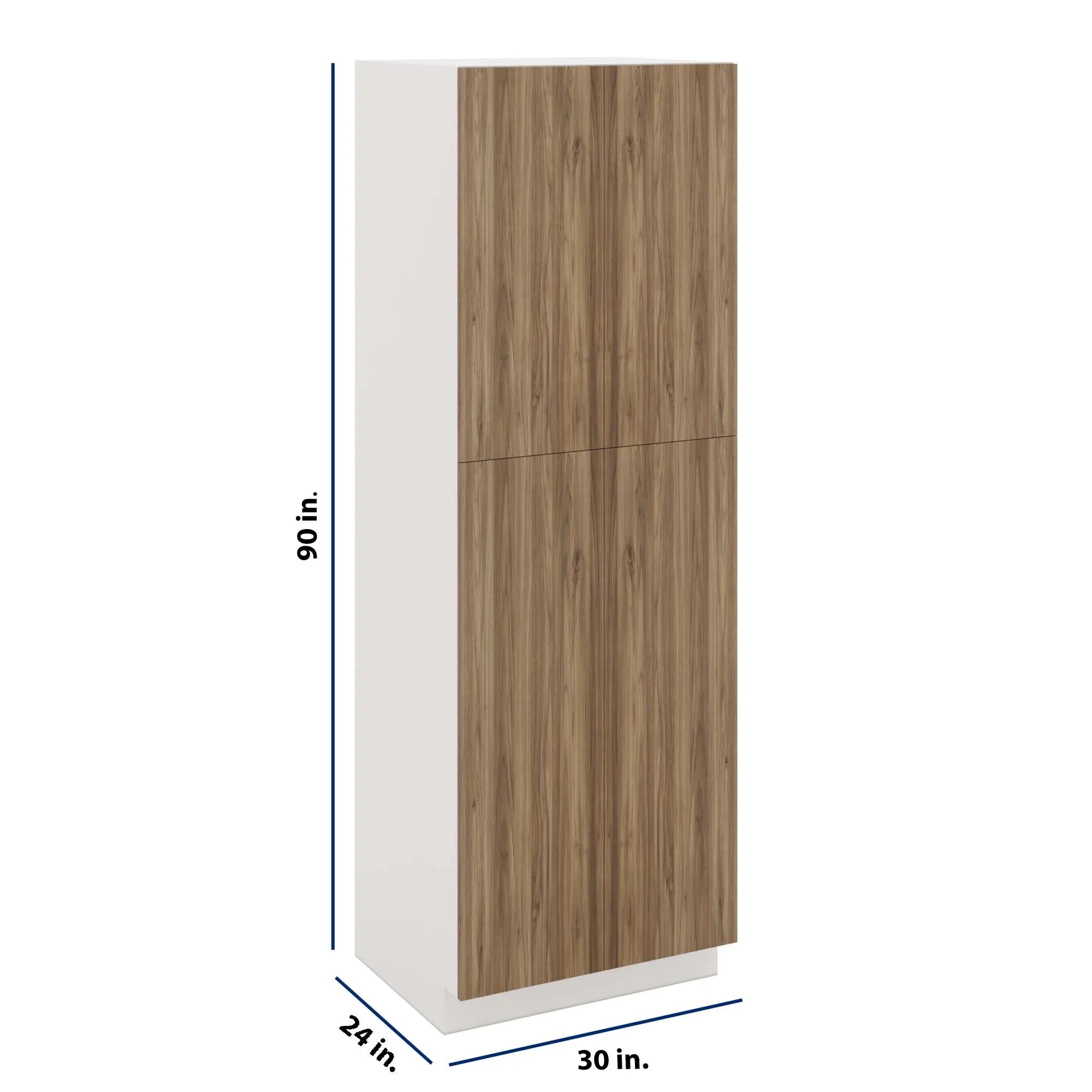 Modernform Cabinet Walnut 30" W X 90" H X 24" D Double Door Tall Pantry Cabinet