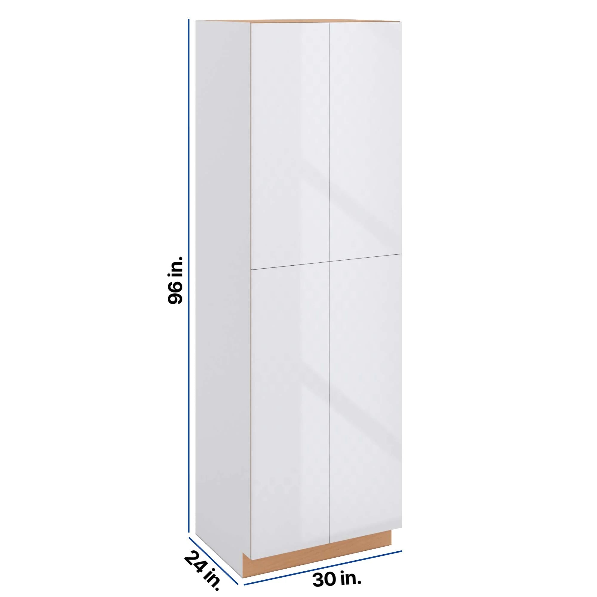 Modernform Cabinet Gloss White 30" W X 96" H X 24" D Double Door Tall Pantry Cabinet