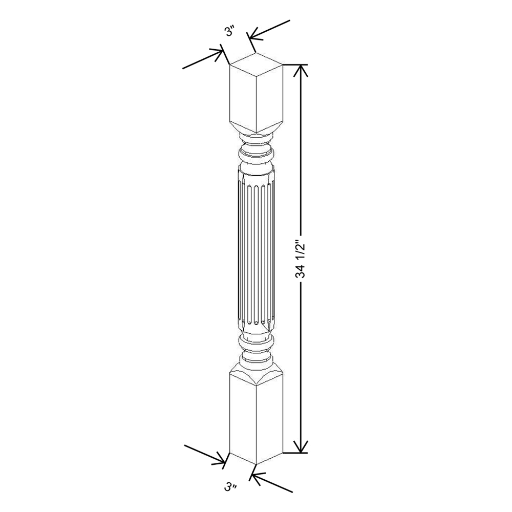 CNC Concord Elegant Dove 3" W X 34 1/2" H Post Fluted
